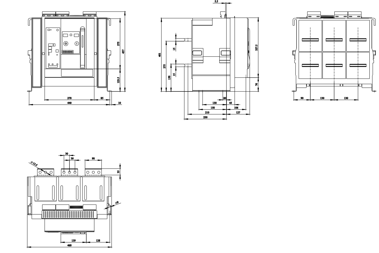 SIEMENS 3WL1225-2BB32-1AA2 Sabit Tip Şalter 1250-2500A - Görsel 2